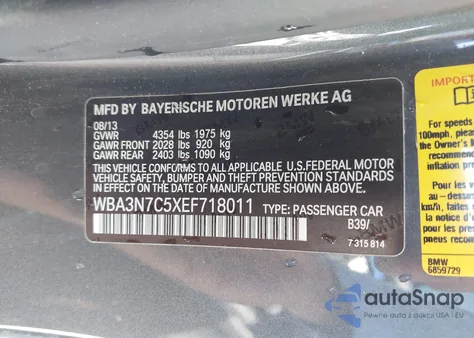 2014 BMW 428I from USA, damaged, VIN WBA3N7C5XEF718011